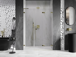 Mexen Lunar-F L porte de douche pliante droite 140 cm, transparent, dorée - 836SL-140-050-50-00-P