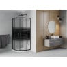 Mexen Rio cabine de douche semi-circulaire 90 x 90 cm, bandes noires, noir + receveur plat, blanc - 863-090-090-70-20-4110B