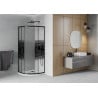 Mexen Rio cabine de douche semi-circulaire 90 x 90 cm, bandes noires, noir + receveur plat, blanc - 863-090-090-70-20-4110B