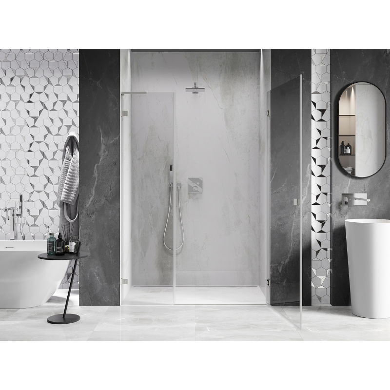 Mexen Lunar-B L porte de douche pivotante droite 140 cm, transparent, nickel brossé - 832SL-140-050-97-00-P