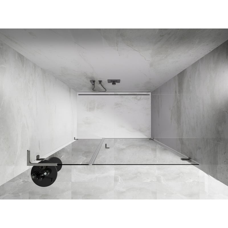 Mexen Lunar-B L porte de douche battante droite 145 cm, transparent, nickel brossé - 832SL-145-050-97-00-P