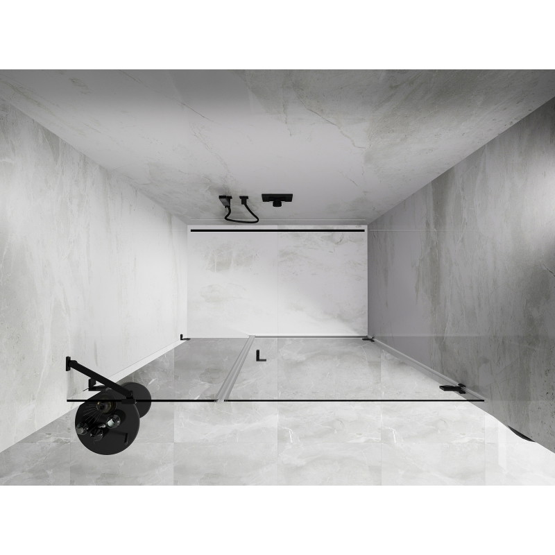 Mexen Lunar-B porte de douche pivotante droite 115 cm, transparent, noir - 832S-115-050-70-00-P