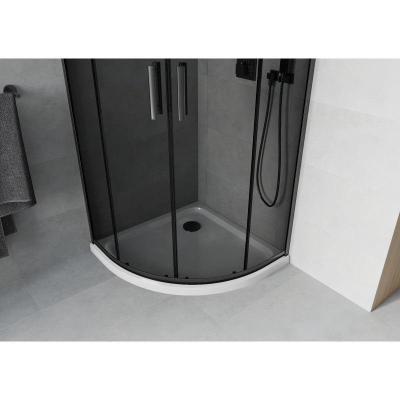 Mexen Rio cabine de douche semi-circulaire 80 x 80 cm, graphite, noir + receveur plat, blanc - 863-080-080-70-40-4110B