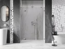 Mexen Lunar portes de douche pivotantes à gauche 145 cm, transparent, chrome - 834S-145-050-01-00-L
