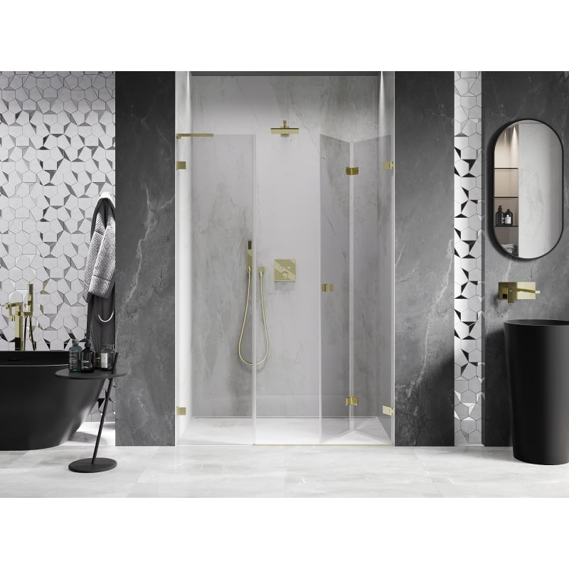 Mexen Lunar-F L porte de douche pliantes droite 125 cm, transparent, or brossé - 836SL-125-050-55-00-P