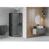 Mexen Rio cabine de douche demi-circulaire 90 x 90 cm, graphite, noir + receveur plat, blanc - 863-090-090-70-40-4110B