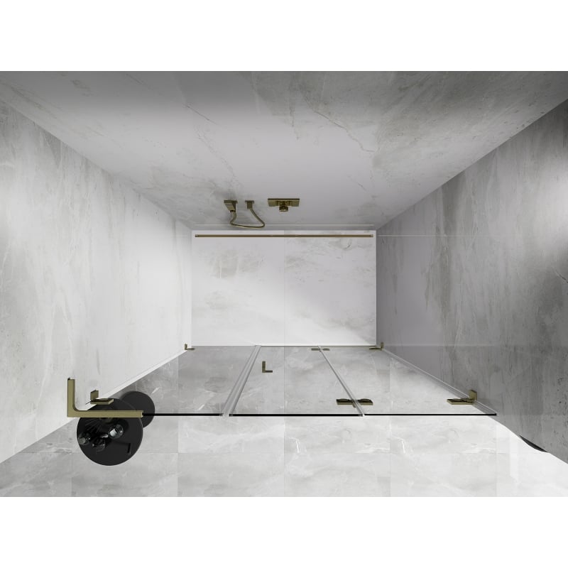Mexen Lunar-F L porte de douche pliantes droite 125 cm, transparent, or brossé - 836SL-125-050-55-00-P
