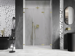 Mexen Lunar-F L porte de douche pliantes droite 140 cm, transparent, or brossé - 836SL-140-050-55-00-P