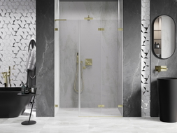 Mexen Lunar-F L portes de douche pliantes droite 145 cm, transparent, or brossé - 836SL-145-050-55-00-P