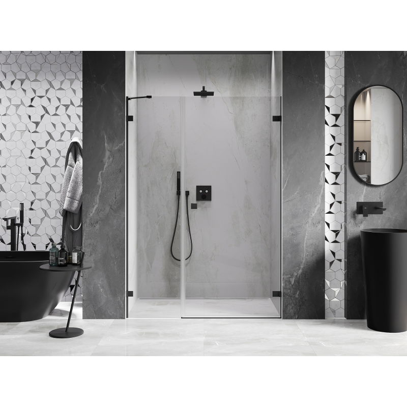 Mexen Lunar-B porte de douche pivotante droite 130 cm, transparent, noir - 832S-130-050-70-00-P