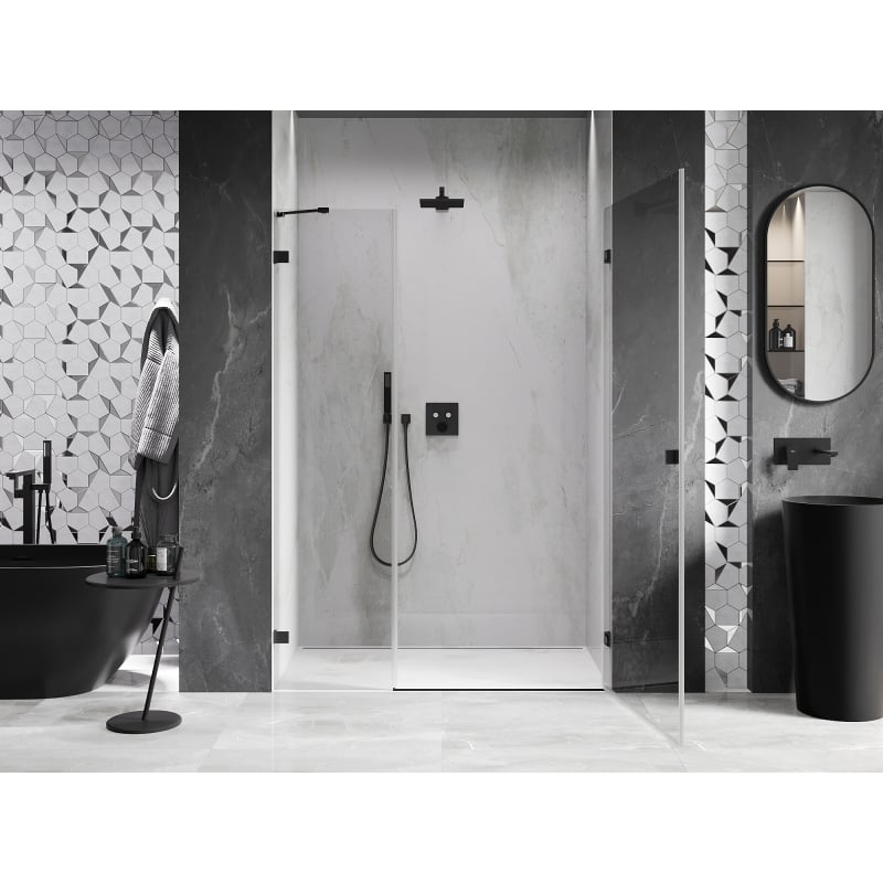 Mexen Lunar-B porte de douche pivotante droite 135 cm, transparent, noir - 832S-135-050-70-00-P