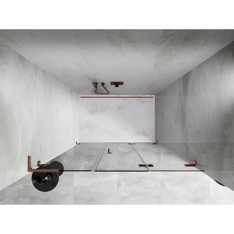 Mexen Lunar-F L porte de douche pliante droite 110 cm, transparent, or rose - 836SL-110-050-60-00-P