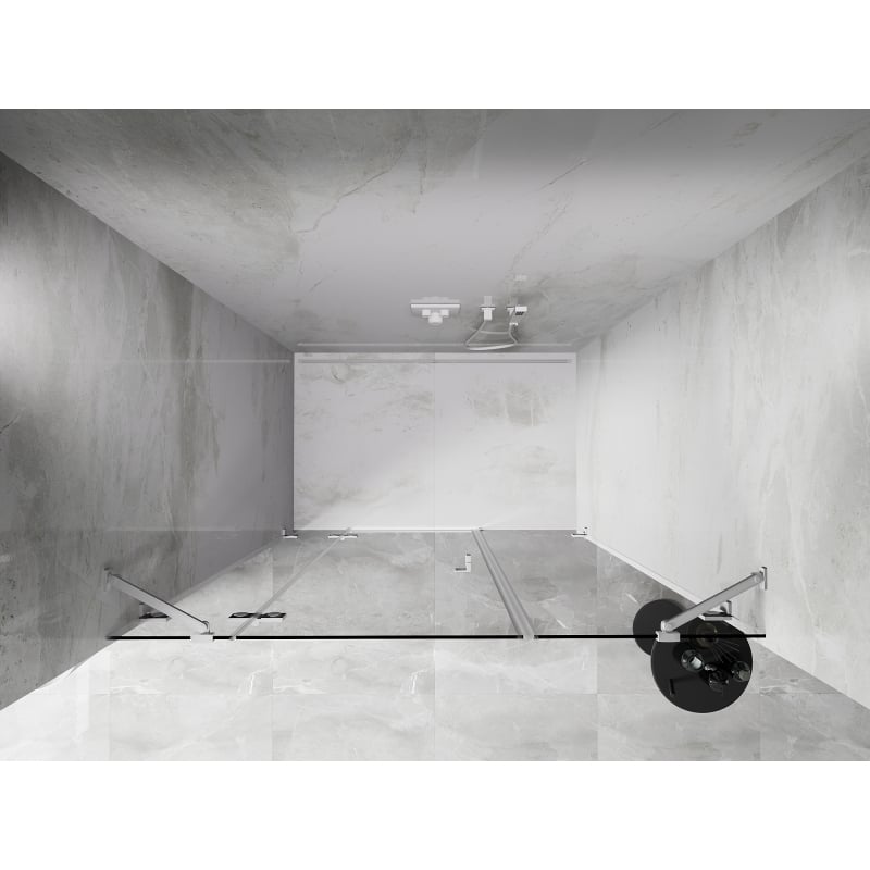Mexen Lunar porte de douche pivotante gauche 125 cm, transparent, blanc - 834S-125-050-20-00-L