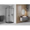 Mexen Rio cabine de douche semi-circulaire 80 x 80 cm, givrée, noire + receveur de douche plat, noir - 863-080-080-70-30-4170B
