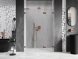 Mexen Lunar-F L portes de douche pliantes droites 135 cm, transparent, or rose - 836SL-135-050-60-00-P
