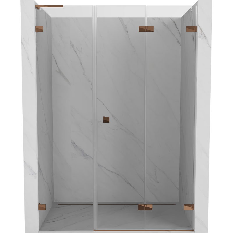 Mexen Lunar-F L porte de douche pliante droite 140 cm, transparent, or rose - 836SL-140-050-60-00-P