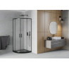 Mexen Rio cabine de douche semi-circulaire 90 x 90 cm, givré, noir + receveur de douche Flat, noir - 863-090-090-70-30-4170B