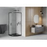Mexen Rio cabine de douche semi-circulaire 90 x 90 cm, givrée, noire + receveur plat, noir - 863-090-090-70-30-4170B