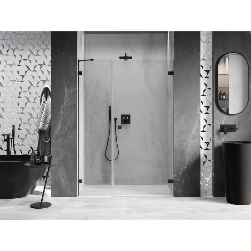 Mexen Lunar-B porte de douche pivotante droite 140 cm, transparent, noir - 832S-140-050-70-00-P