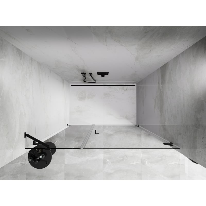 Mexen Lunar-B porte de douche pivotante droite 140 cm, transparent, noir - 832S-140-050-70-00-P