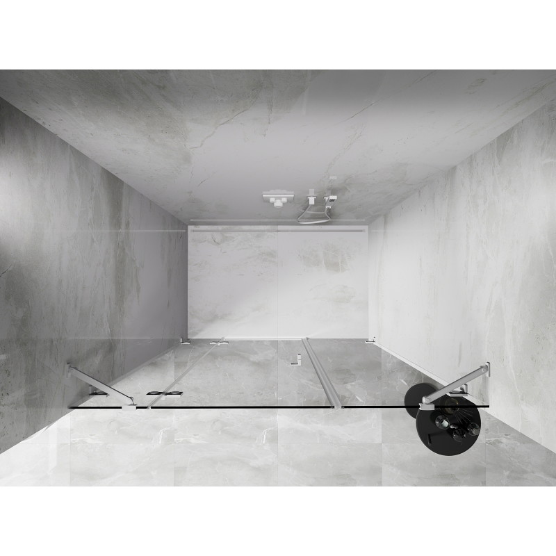 Mexen Lunar porte de douche battante gauche 130 cm, transparent, blanc - 834S-130-050-20-00-L