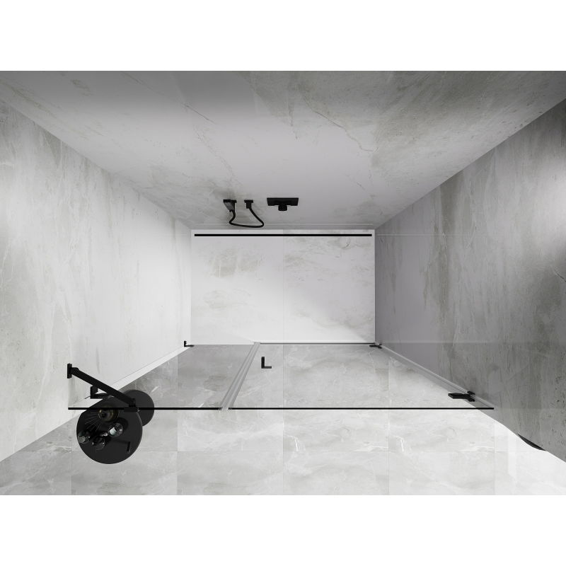 Mexen Lunar-B porte de douche pivotante droite 145 cm, transparentes, noires - 832S-145-050-70-00-P