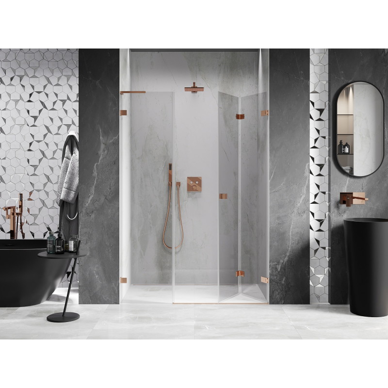 Mexen Lunar-F L porte de douche pliantes droites 115 cm, transparent, cuivre brossé - 836SL-115-050-65-00-P