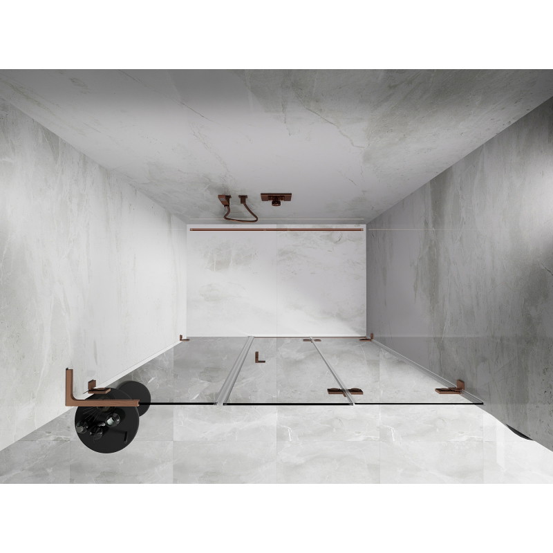 Mexen Lunar-F L portes de douche pliantes droites 130 cm, transparent, cuivre brossé - 836SL-130-050-65-00-P