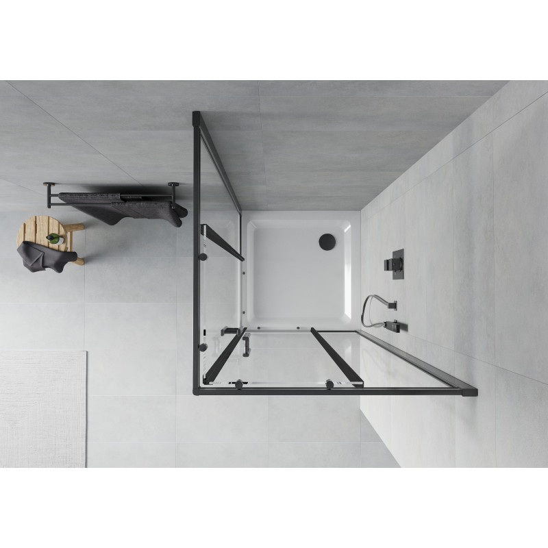 Mexen Rio cabine de douche carrée 70 x 70 cm, transparent, noir + receveur de douche Flat, blanc - 860-070-070-70-00-4010B