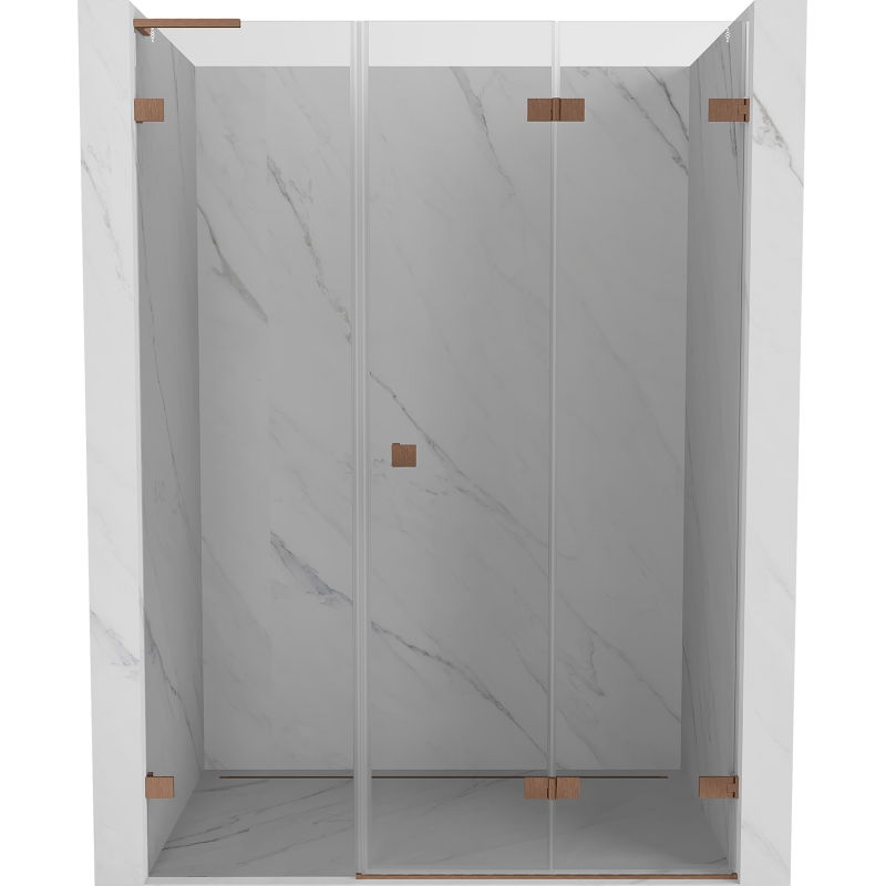 Mexen Lunar-F L porte de douche pliante droite 135 cm, transparent, cuivre brossé - 836SL-135-050-65-00-P