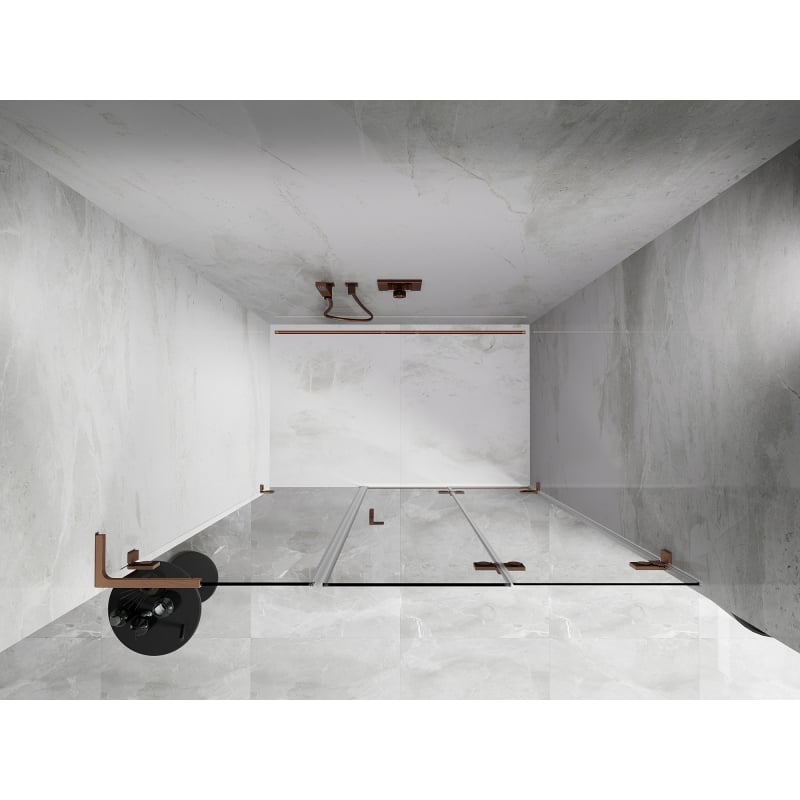 Mexen Lunar-F L porte de douche pliante droite 135 cm, transparent, cuivre brossé - 836SL-135-050-65-00-P
