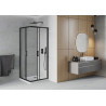 Mexen Rio cabine de douche carrée 70 x 70 cm, transparent, noir + receveur de douche Flat, blanc - 860-070-070-70-00-4010B