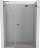 Porte de douche pliable à droite Mexen Lunar-F L 140 cm, transparent, cuivre brossé - 836SL-140-050-65-00-P