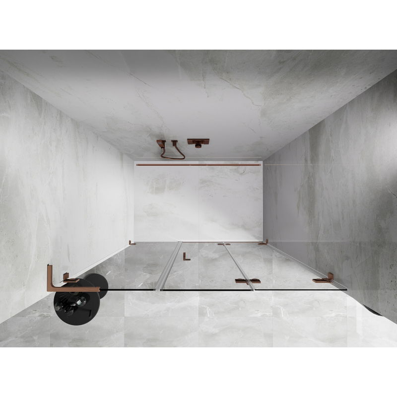 Mexen Lunar-F L porte de douche pliante droite 140 cm, transparent, cuivre brossé - 836SL-140-050-65-00-P