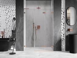 Mexen Lunar-F L porte de douche pliante droite 150 cm, transparent, cuivre brossé - 836SL-150-050-65-00-P