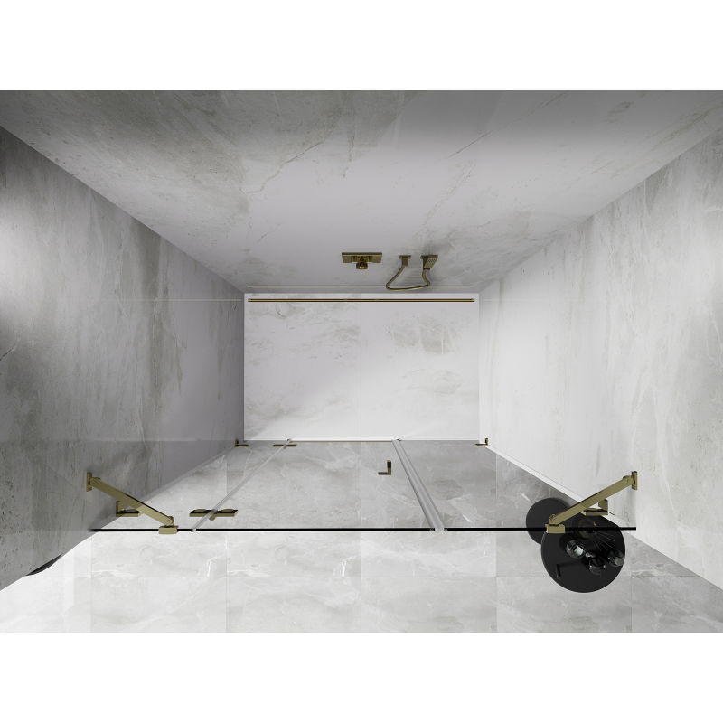 Mexen Lunar porte de douche pivotante gauche 120 cm, transparent, doré - 834S-120-050-50-00-L