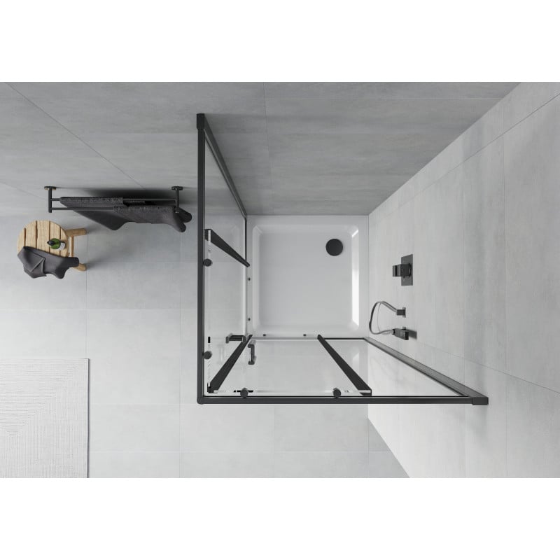 Mexen Rio cabine de douche carrée 90 x 90 cm, transparent, noir + receveur plat, blanc - 860-090-090-70-00-4010B
