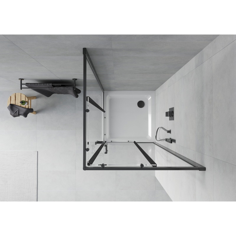 Mexen Rio cabine de douche carrée 90 x 90 cm, transparente, noire + bac Flat, blanc - 860-090-090-70-00-4010B