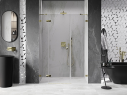 Mexen Lunar porte de douche battante gauche 135 cm, transparent, doré - 834S-135-050-50-00-L
