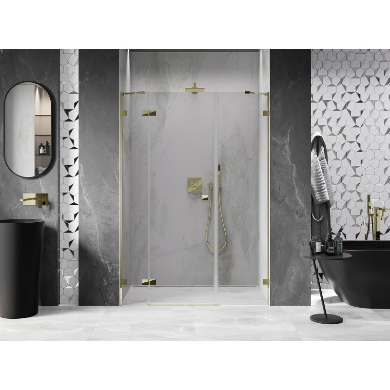Mexen Lunar porte de douche pivotante gauche 150 cm, transparent, doré - 834S-150-050-50-00-L