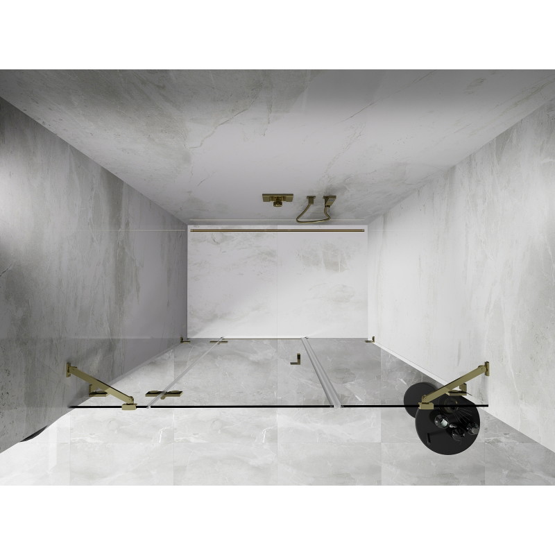 Mexen Lunar porte de douche pivotante gauche 150 cm, transparent, doré - 834S-150-050-50-00-L