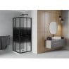 Mexen Rio cabine de douche carrée 70 x 70 cm, bandes noires, noire + receveur Flat, blanc - 860-070-070-70-20-4010B