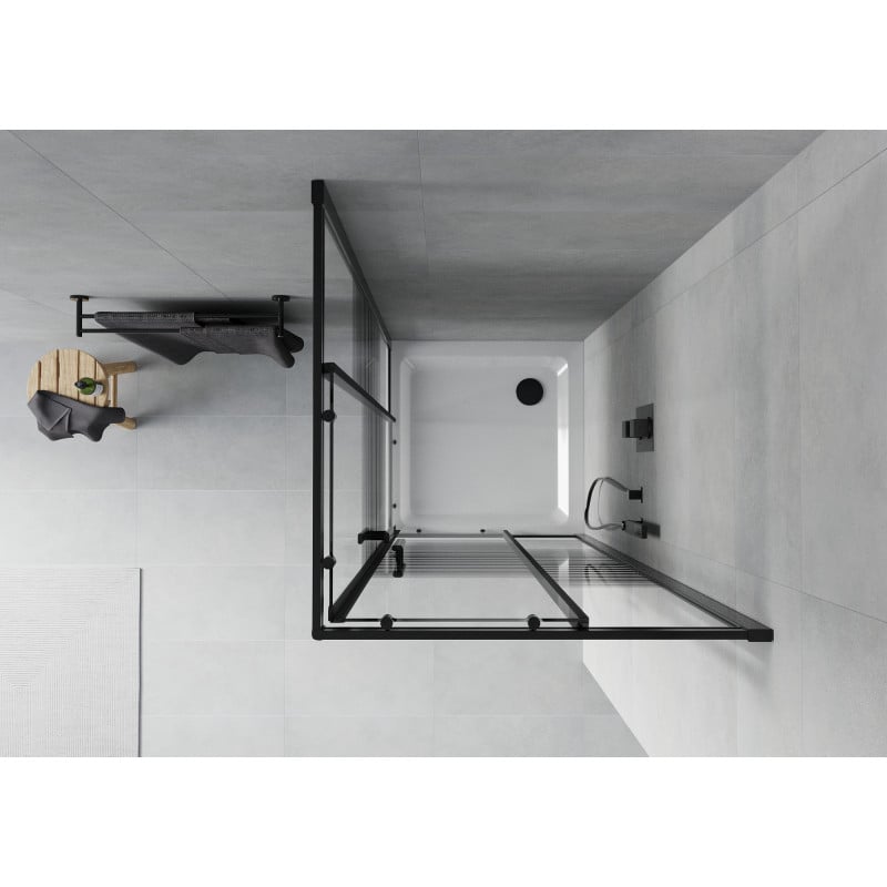 Mexen Rio cabine de douche carrée 70 x 70 cm, bandes noires, noire + receveur Flat, blanc - 860-070-070-70-20-4010B