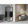 Mexen Rio cabine de douche carrée 70 x 70 cm, bandes noires, noire + receveur Flat, blanc - 860-070-070-70-20-4010B