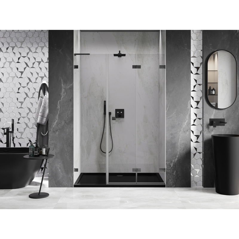 Mexen Lunar-F L porte de douche pliante droite 120 cm, transparent, gris pistolet brossé - 836SL-120-050-66-00-P