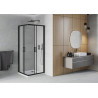 Mexen Rio cabine de douche carrée 80 x 80 cm, givrée, noire + receveur Flat, blanc - 860-080-080-70-30-4010B