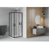 Mexen Rio cabine de douche carrée 80 x 80 cm, dépoli, noir + receveur Flat, blanc - 860-080-080-70-30-4010B