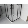 Mexen Rio cabine de douche carrée 80 x 80 cm, givrée, noire + receveur Flat, blanc - 860-080-080-70-30-4010B