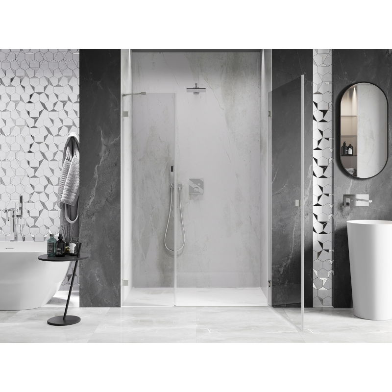 Mexen Lunar-B porte de douche pivotante droite 130 cm, transparent, nickel brossé - 832S-130-050-97-00-P