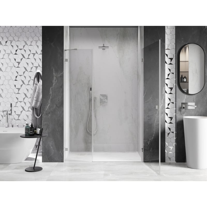 Mexen Lunar-B porte de douche pivotante droite 140 cm, transparent, nickel brossé - 832S-140-050-97-00-P